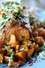 Slow Cooker Peach Salsa Pork Roast With Sweet Potatoes Made It Without The Extra Things You Sprinkle At The End And Recipes Crock Pot Cooking Slow Cooker Pork