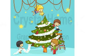Cartoon Kids Decorate Christmas Tree Christmas Tree Decorations Kids Decor Christmas Tree Ornaments