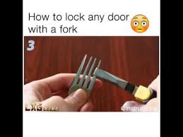 Hot to unlock a door without a keyhole. How To Lock Any Door With A Fork Youtube