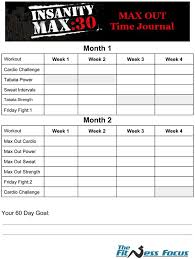 Insanity Fit Test Tracking Sheet Fitness And Workout