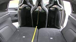 A stark and nearly buttonless interior design is classic tesla. Tesla Model X Rear Cargo Space Youtube