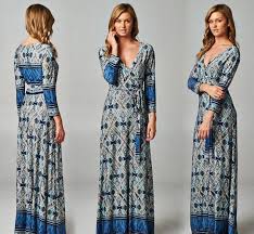 Tua Bohemian Blue Jersey Maxi Dress Faux Wrap Moroccan Mosaic Long Boho S Small Maxi Jersey Dress Aztec Print Maxi Dress Maxi Dress