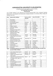 List Of Holidays In Kurukshetra University 2020 2021 Student Forum