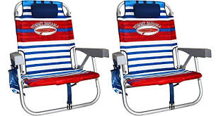 This reclining beach backpack chair will make you wonder why all beach chairs don't come with backpack straps and an armrest drink holder. 2 Tommy Bahama Backpack Cooler Chair With Storage Pouch And Towel Bar Red White Blue Storage Chair Cooler Chairs Round Wicker Chair