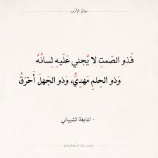 شعر النابغة الشيباني فذو الصمت لا يجني عليه لسانه عالم الأدب arabic quotes life quotes book quotes