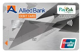 Being able to print credit cards on site gives your local subsidiaries. Allied Upi Paypak Classic Debit Card Allied Bank Limited