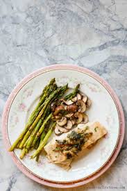 Oven Roasted Sea Bass A Healthy Life For Me Recipe Asparagus And Mushrooms Sea Bass Recipes Healthy Low Calorie Dinner