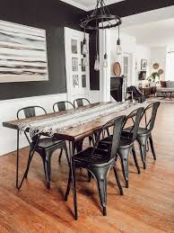 Funky Victorian Home Tour Black And White Dining Room With Industrial Metal Chairs And Black And White Dining Room White Dining Room Dining Room Industrial