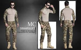 Sinairsoft Tactical Pants Shirt With Knee Pads Army Airsoft Combat Bdu Pants Shirt Multicamo