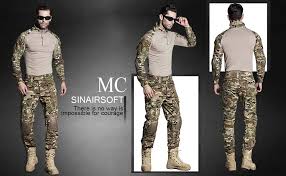 sinairsoft tactical pants shirt with knee pads army airsoft combat bdu pants shirt multicamo