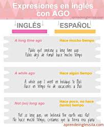 El Uso De Ago En Ingles Incluye Infografia Aprende Ingles Sila Como Aprender Ingles Basico Ingles Educacion Ingles