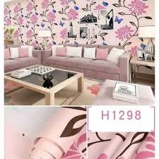 Mandi dinding decal beli murah mandi dinding decal lots from china via dekorasi kamar 3d kupu kupu stiker seni desain stiker dinding via lazada.co.id. Jual Wallpaper Dinding Kamar Motif Bunga Pink Kupu Kuou Biru Terbaru Juni 2021 Blibli