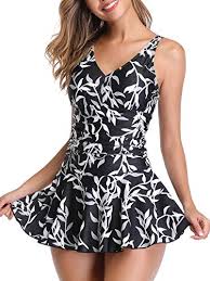 Womens Plus Size Polka Dot Shaping Body One Piece Swim Dresses Swimsuit 2xl Black Leaf
