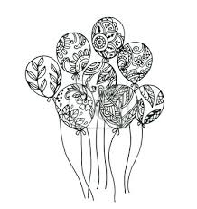 Vektor Der Hand Zeichnen Ballon Wandsticker Nubes Helium Farben Myloview De