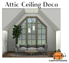 Sims 4 Updates 13pumpkin31 Objects Decor S2 To S4 Attic Ceiling Deco Custom Content Download Sims House Sims 4 Sims 4 Windows