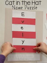 Dr Seuss Cat In The Hat Name Puzzle Craft Dr Seuss Preschool Dr Seuss Crafts Seuss Crafts