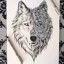 A mandala is a geometric configuration of symbols. Dessin D Un Loup Moitie Mandala Fantaisie On We Heart It