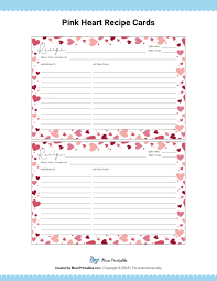 Free Printable Pink Heart Recipe Cards The Cards Are Editable In Adobe Reader Download Them At Http Recipe Cards Recipe Cards Template Printable Recipe Cards