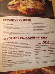 Aug 07, 2016 · the $4 menu has some really nice appetisers on it, which make a great snack, or when combined with other items from the menu, can create quite the meal for one person or groups sharing! Outback Steakhouse Balneario Camboriu Restaurant Menu And Reviews