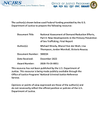PDF) National Assessment of Demand Reduction Efforts, Part II - New  Developments in the Primary Prevention of Sex Trafficking, Final Report