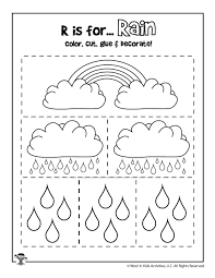 Show your students the types of clouds worksheet to give examples of what these clouds look like. R Is For Rain Color Cut And Paste Woo Jr Kids Activities