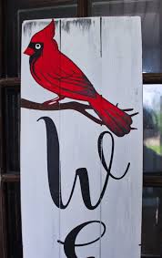 Signe De Bienvenue De Cardinal En Bois Pour Le Porche Avant Etsy Welcome Signs Front Door Front Porch Decorating Front Porch Signs