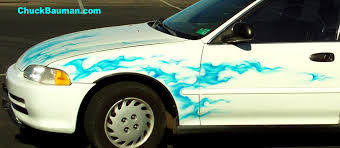 Now this is how to use a sharpie to do a custom car paint job. Blue Realistic Flames Airbrushed Car Cool Blue Fire