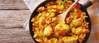 The chicken and rice are simmered with onions, peppers and tomatoes until the suggested pairing. Arroz Con Pollo Traditional Rice Dish From Spain