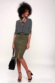 Relevance lowest price highest price most popular most favorites newest. Total Allure Olive Green Suede Pencil Skirt Suede Pencil Skirt Pencil Skirt Casual Pencil Skirt