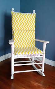 Rocking Chair Cushion For Baby Nursery Yellow Chevron Grey Aruba By Rockincushions 75 00 Rocking Chair Rocking Chair Cushions Rocking Chair Pads
