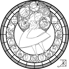 Alice Stained Glass Redo Line Art By Akili Amethyst Deviantart Com On Deviantart Coloring Pages Disney Coloring Pages Disney Stained Glass