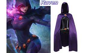 Amazon.com: Women's Titans Raven Outfit, Purple Hooded Cloak Uniform  Halloween Costume with Belt(Full Set, 3XL) : Clothing, Shoes & Jewelry