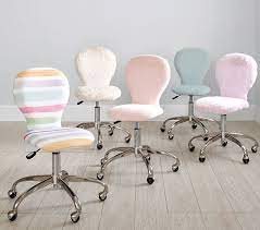 Brushed Nickel Base Round Upholstered Kids Desk Chair Pottery Barn Kids