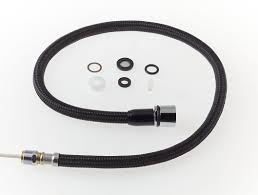 Hold the bottom of the connector in while pulling down on the black hose. Standard Plumbing Supply Product Kohler Pull Out Kitchen Faucet M15 29 Replacement Hose Polished Chrome