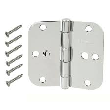 Everbilt 3 1 2 In Chrome 5 8 In Radius Security Door Hinges Value Pack 3 Pack 13634 Security Door Door Hinges Home Depot