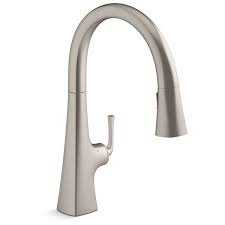 We offer a huge selection of repair parts for kohler fixtures fix your kohler toilets, bathroom faucets, and tub/shower valves. Kohler K 22068 Wb Vs Vibrant Stainless Graze 1 5 Gpm Single Hole Pull Down Kitchen Faucet Faucetdirect Com