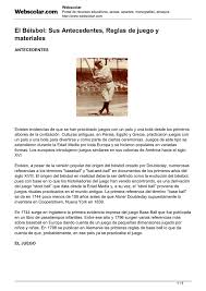 El juego es una realidad. El Beisbol Sus Antecedentes Reglas De Juego Y Materiales