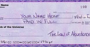 Today Write An Abundance Cheque This Is A Blank Cheque From The Universe Use One From Your Current Chequebook Or Print Blank Check Writing Checks Writing