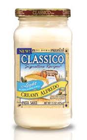 Classico Light Alfredo Sauce 2 Ww Points Per Serving Light Sauce Pasta With Alfredo Sauce Dessert Appetizers