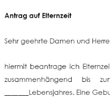 Es geht hier um den kündigungsschutz. Antrag Auf Elternzeit Muster Nur 2 90 Zum Download