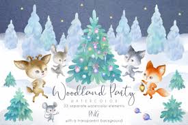 Download Woodland Party Watercolor Christmas Set Graphic By Olga Belova Creative Fabrica SVG Cut Files