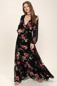 Chateau De Versailles Black Floral Print Maxi Dress In 2020 Long Sleeve Floral Maxi Dress Best Maxi Dresses Printed Maxi Dress