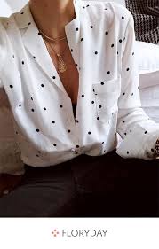 Black And White Polka Dot Shirt Womens Color Block Elegant V Neckline Long Sleeve Blouses Sweet Stylish Sweet Button Up Shirt Womens Fashion Clothes