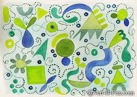 blue and green watercolor art by thaneeya