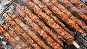 Food On A Stick Richard Blais Koobideh Ground Beef Kebabs With Cucumber Dill Greek Yogurt Sauce Beef Kebabs Ground Beef Grill Seasoning Recipes