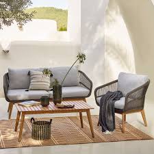 Loungeset Rope Mit Sitzkissen 3 Teilig Fsc 100 Grau Depot De Lounge Mobel Balkon Lounge Mobel Wohnzimmermobel Weiss