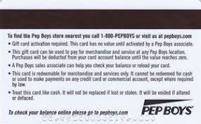 Pep boys gift cards make nice gifts for anyone who owns or maintains a car or light truck. Gift Card Manny Moe Jack Pep Boys United States Of America Pep Boys Col Us Pboy 001