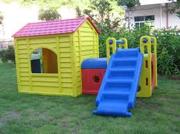 This playhouse is great if you are dealing with a smaller space or awkward yard. Fisher Price Plastic Playhouse With Slide Buy Clothes Shoes Online