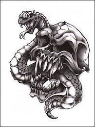 Classic Skull Snake Temporaray Tattoo By Tattoo Fun 3 95 This Is A Temporary Tattoo Of A Black And Wh Snake Tattoo Designs Snake And Skull Tattoo Designs