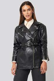 This Biker Jacket Features An Adjustable Waist Belt A Midi Length A Lapel Neckline With Button Details Suede Jacket Women Pu Leather Jacket Pu Jacket Women